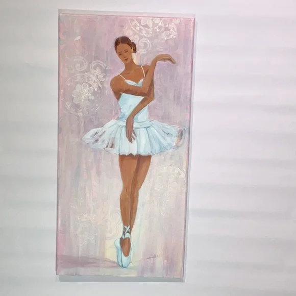 Graceful Ballerina Pink & White Acrylic Painting for Girls' Room Wall Decor Cute - Picture 10 of 12